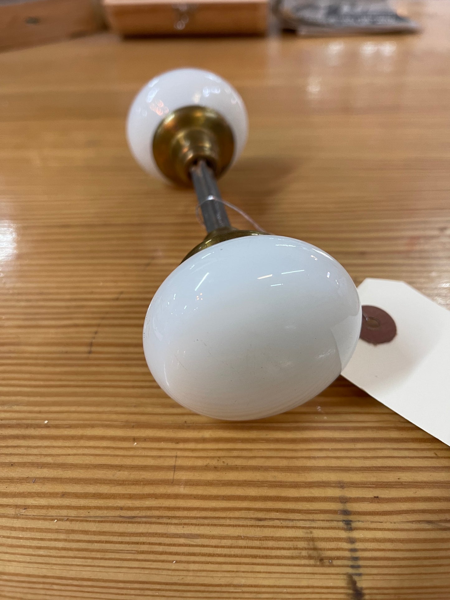 Antique Milk Glass Round Door Knob Set
