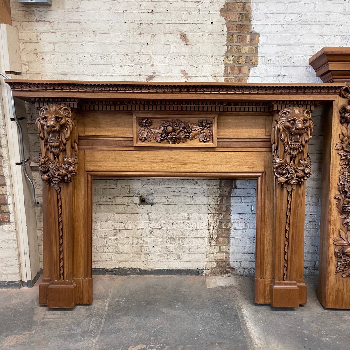Antique Mahogany Fireplace Mantel
