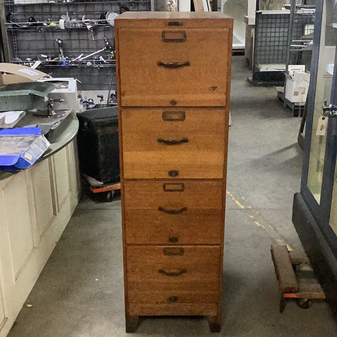 Antique Wood Filing Cabinet