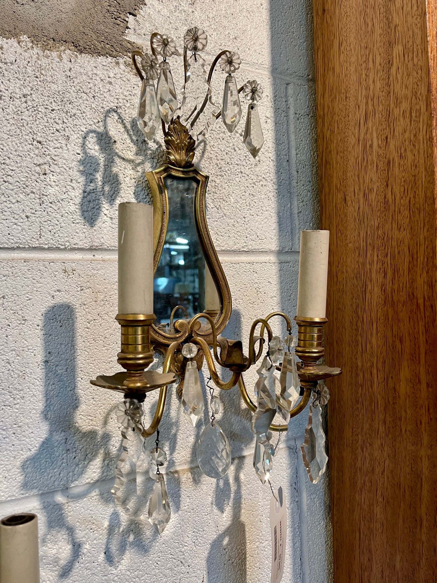 Antique Mirrored Brass Sconce