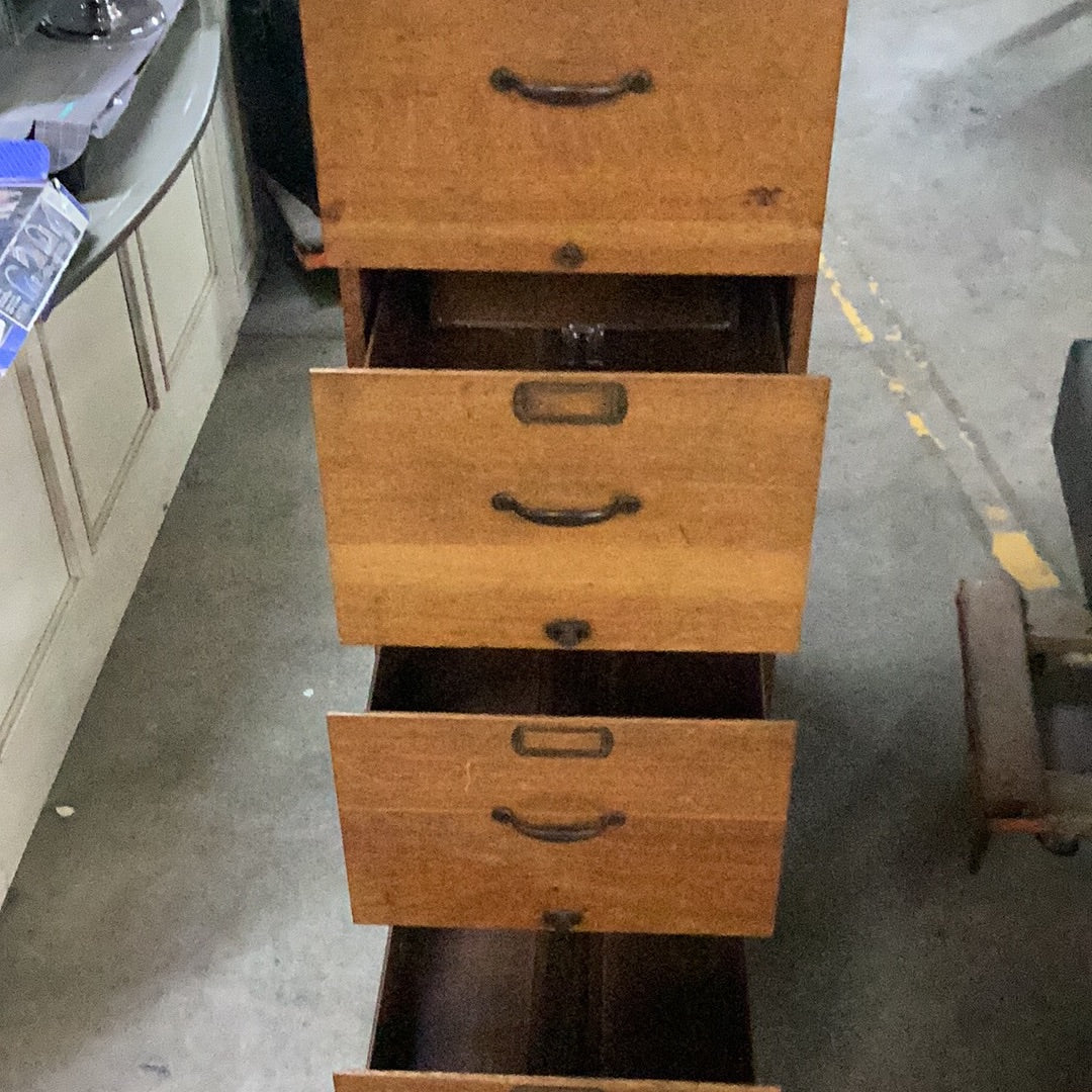 Antique Wood Filing Cabinet
