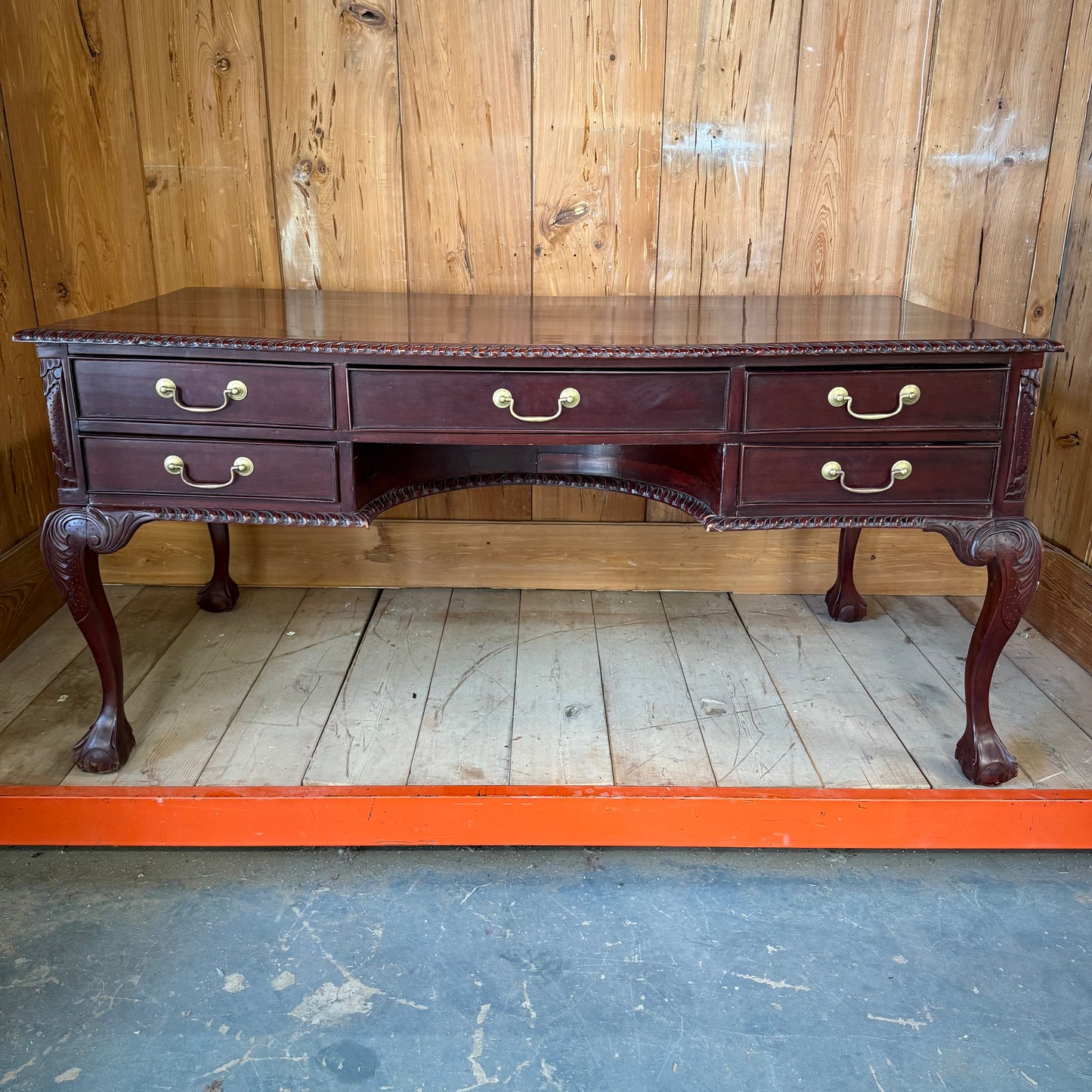 Antique Chippendale Mahogany Library Desk