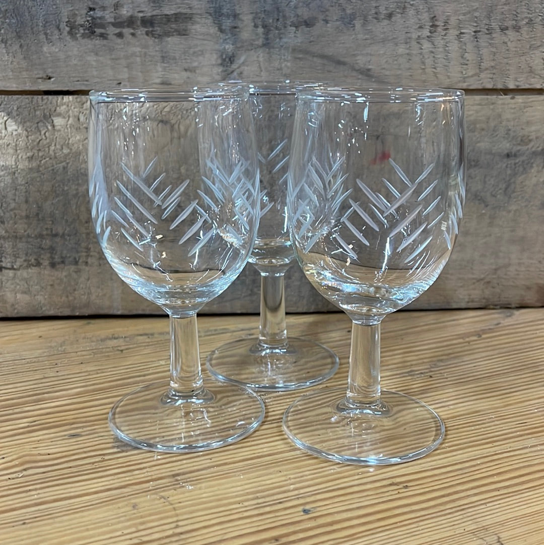 Deals Vintage Etched Glass Stemware