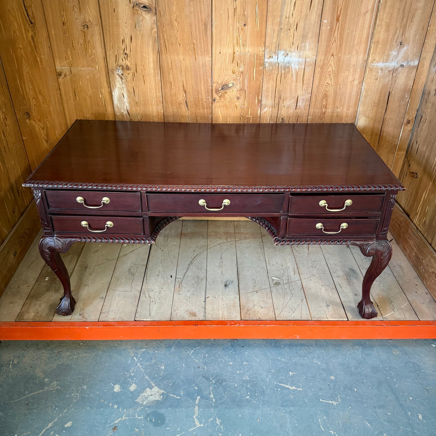 Antique Chippendale Mahogany Library Desk