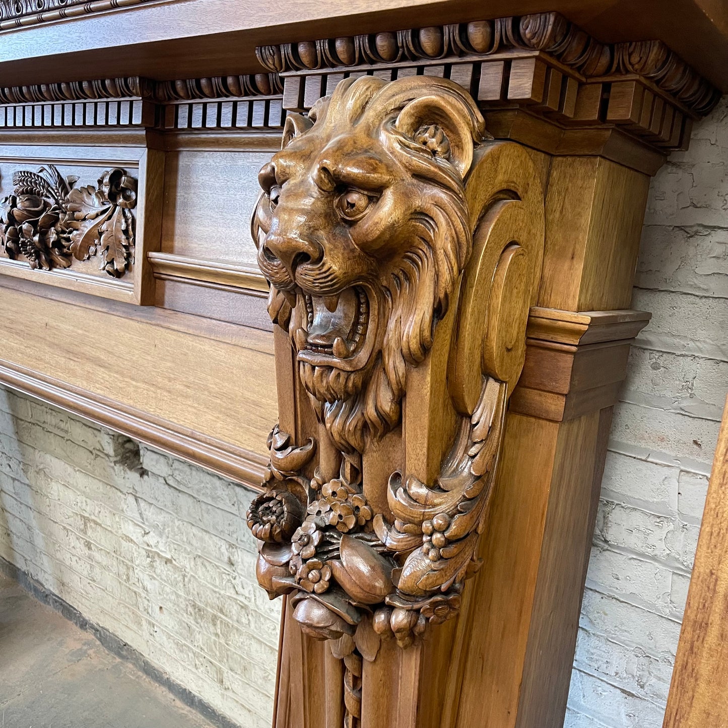 Antique Mahogany Fireplace Mantel