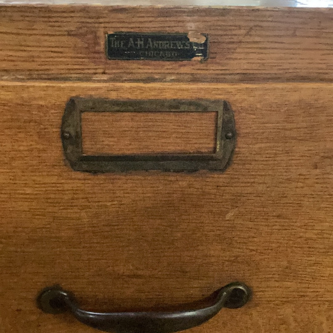 Antique Wood Filing Cabinet