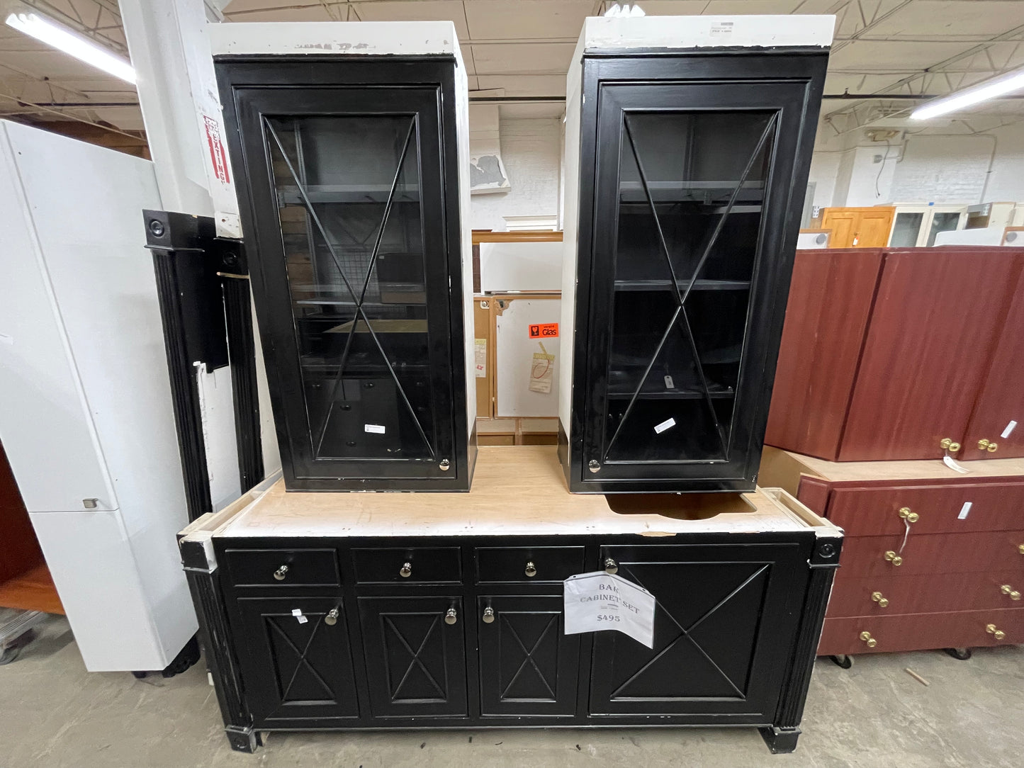 4 Piece Wood Bar Cabintet Set