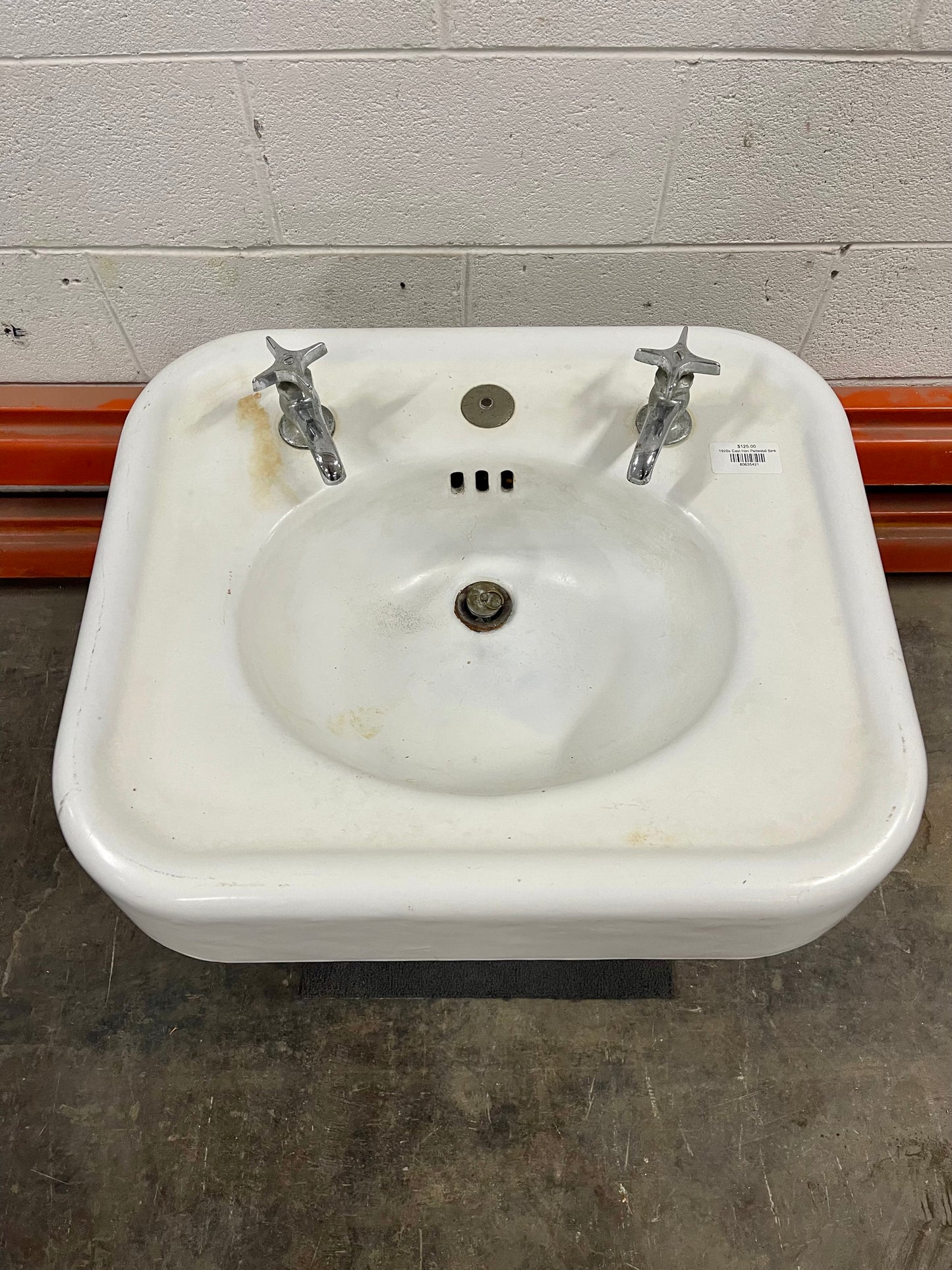 1920s Cast Iron Pedestal Sink