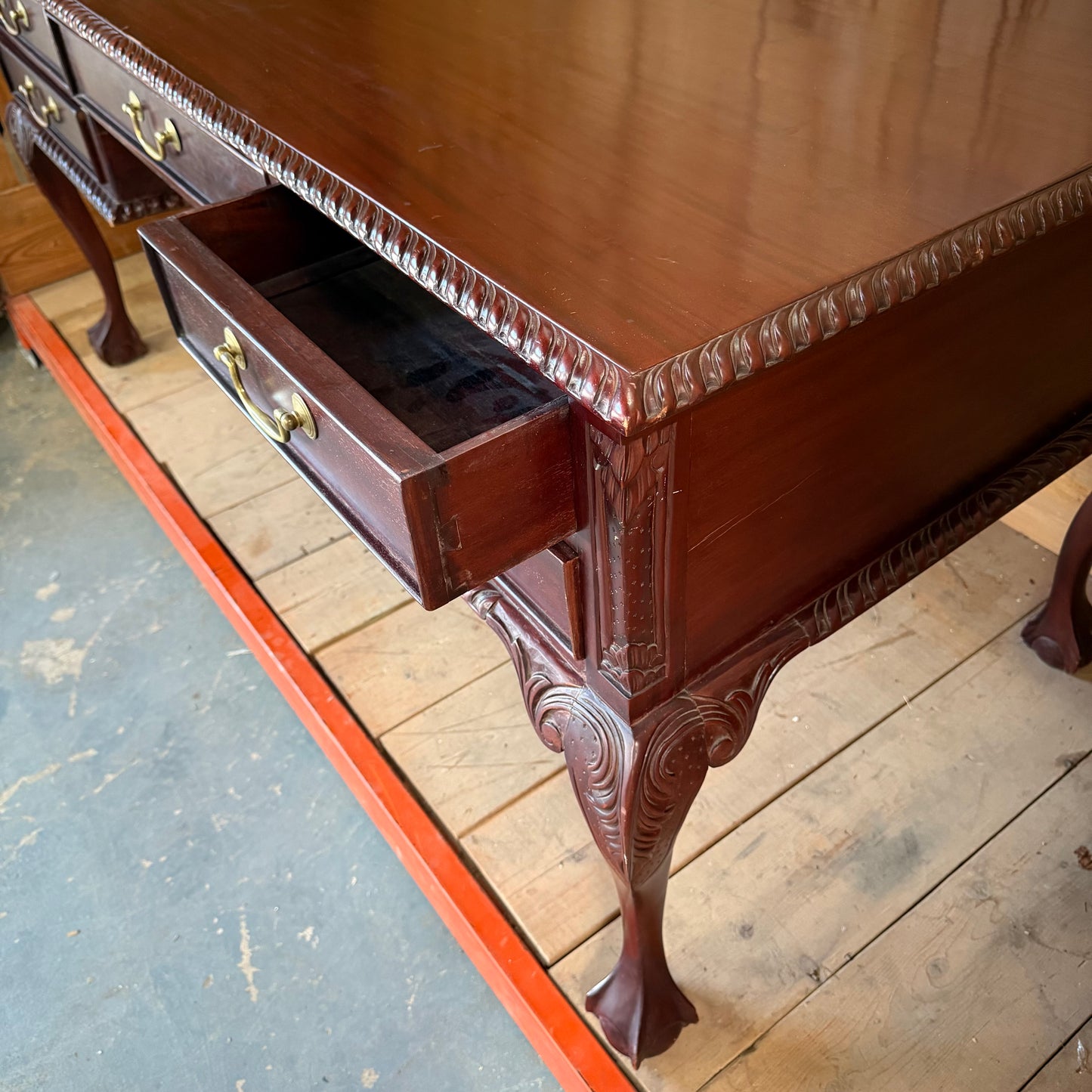 Antique Chippendale Mahogany Library Desk