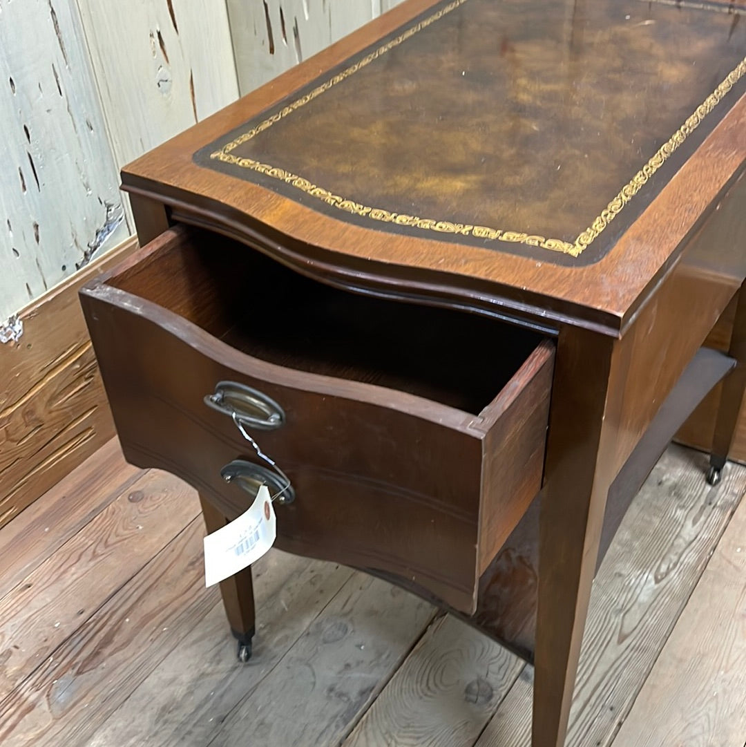 Antique Leather Top Side Table