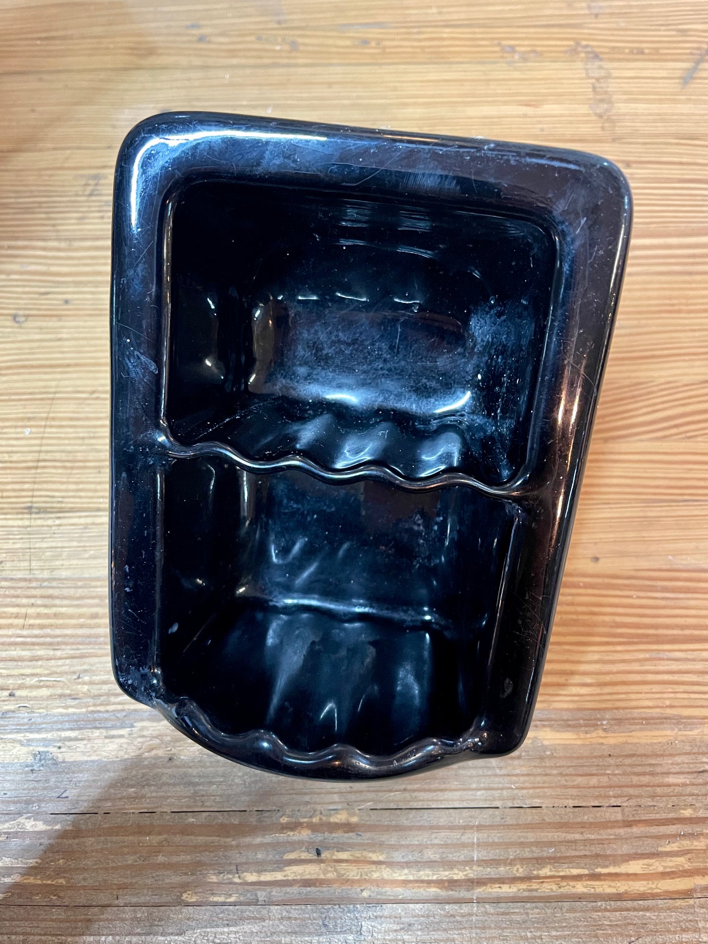 Vintage Cast Iron Black Enamel Soap Dish
