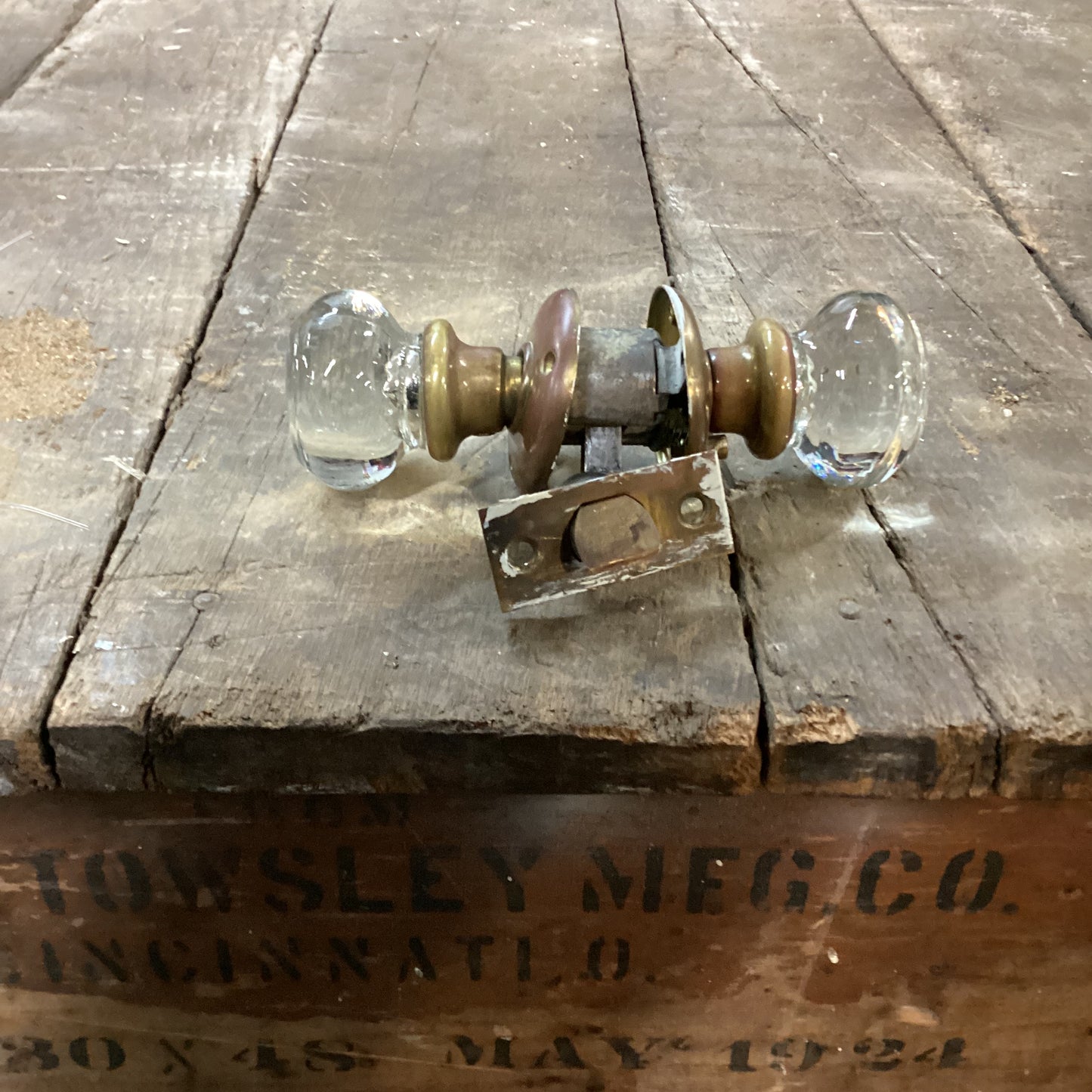 Vintage Glass Privacy Door Knob Set