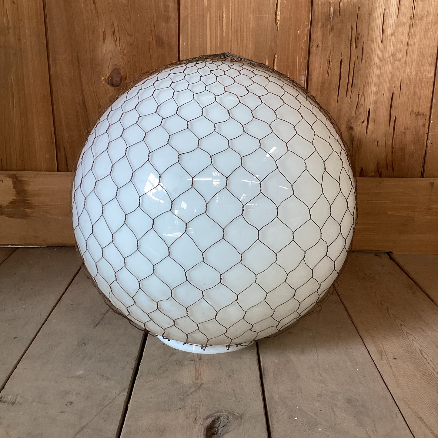 White Globe Light Shade With Wire Mesh