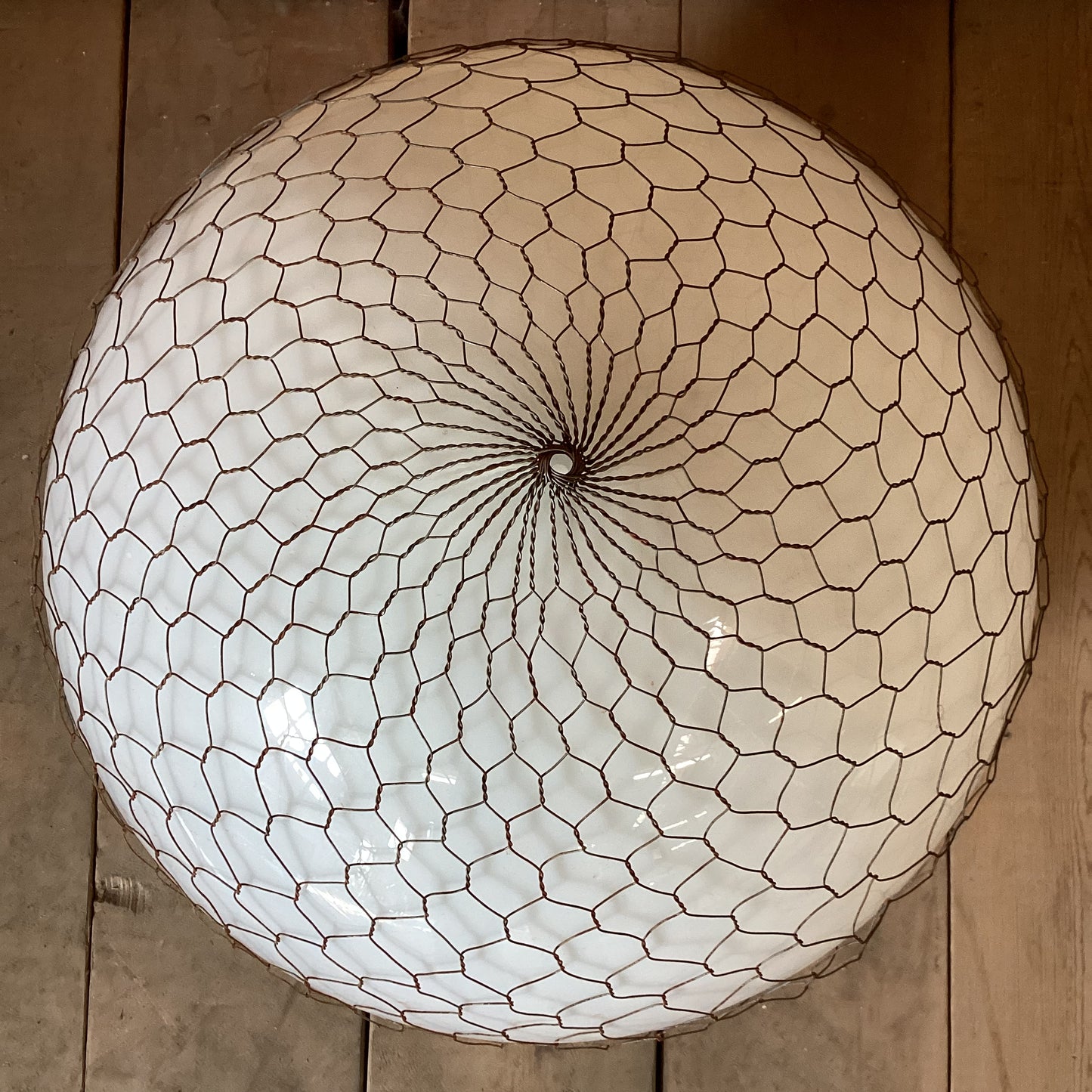 White Globe Light Shade With Wire Mesh