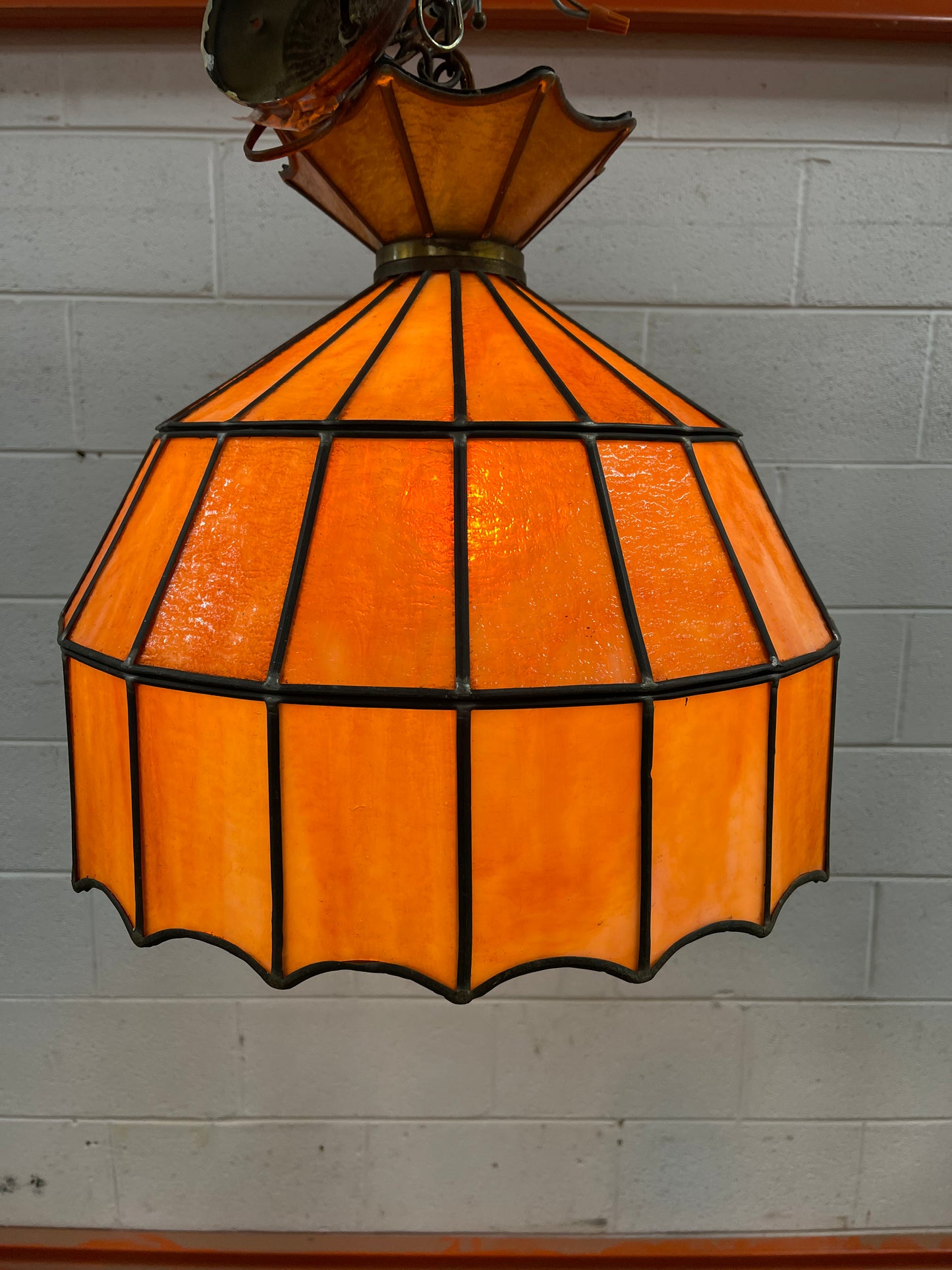 Vintage Stained Glass Light Fixture