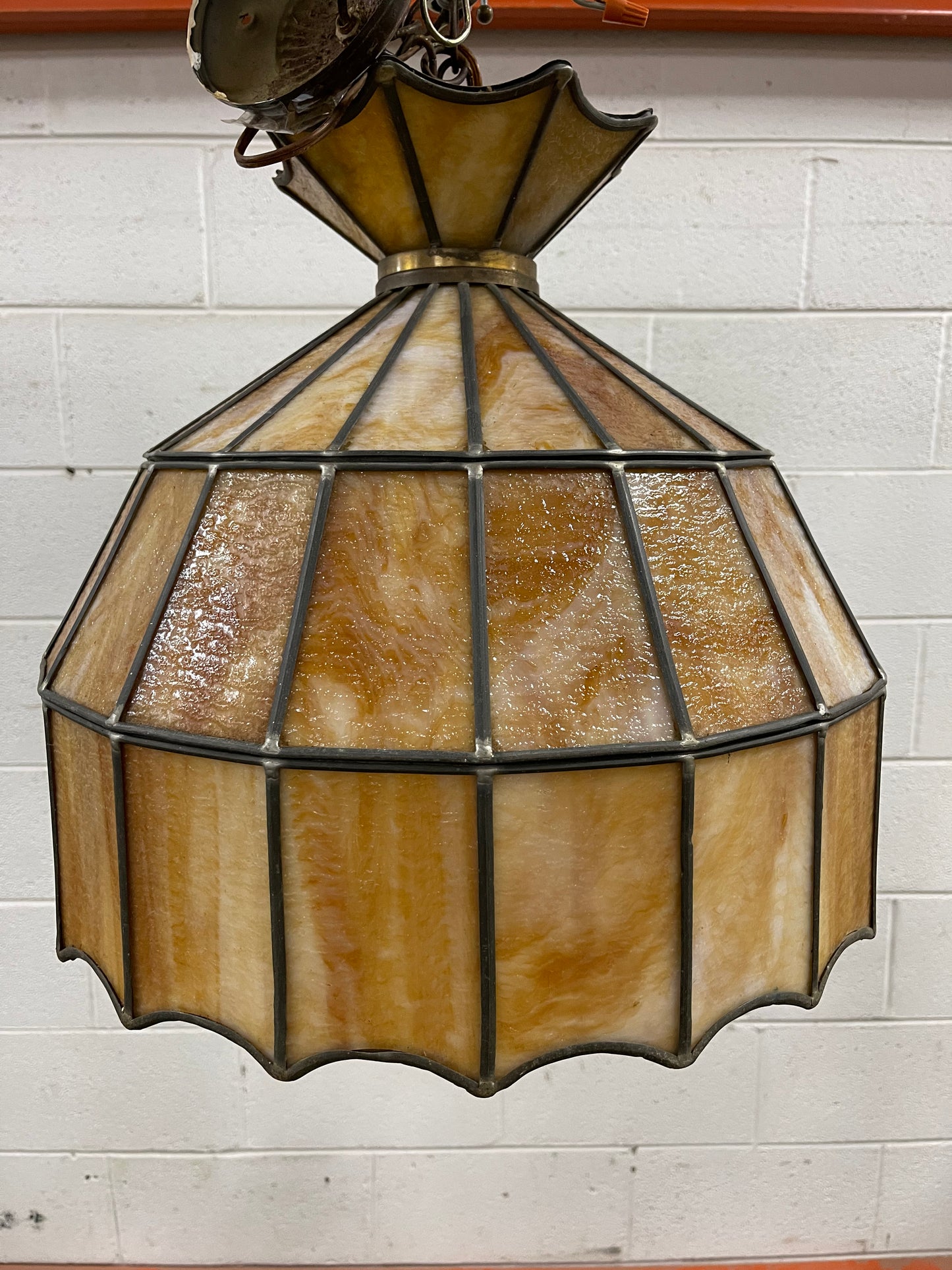 Vintage Stained Glass Light Fixture
