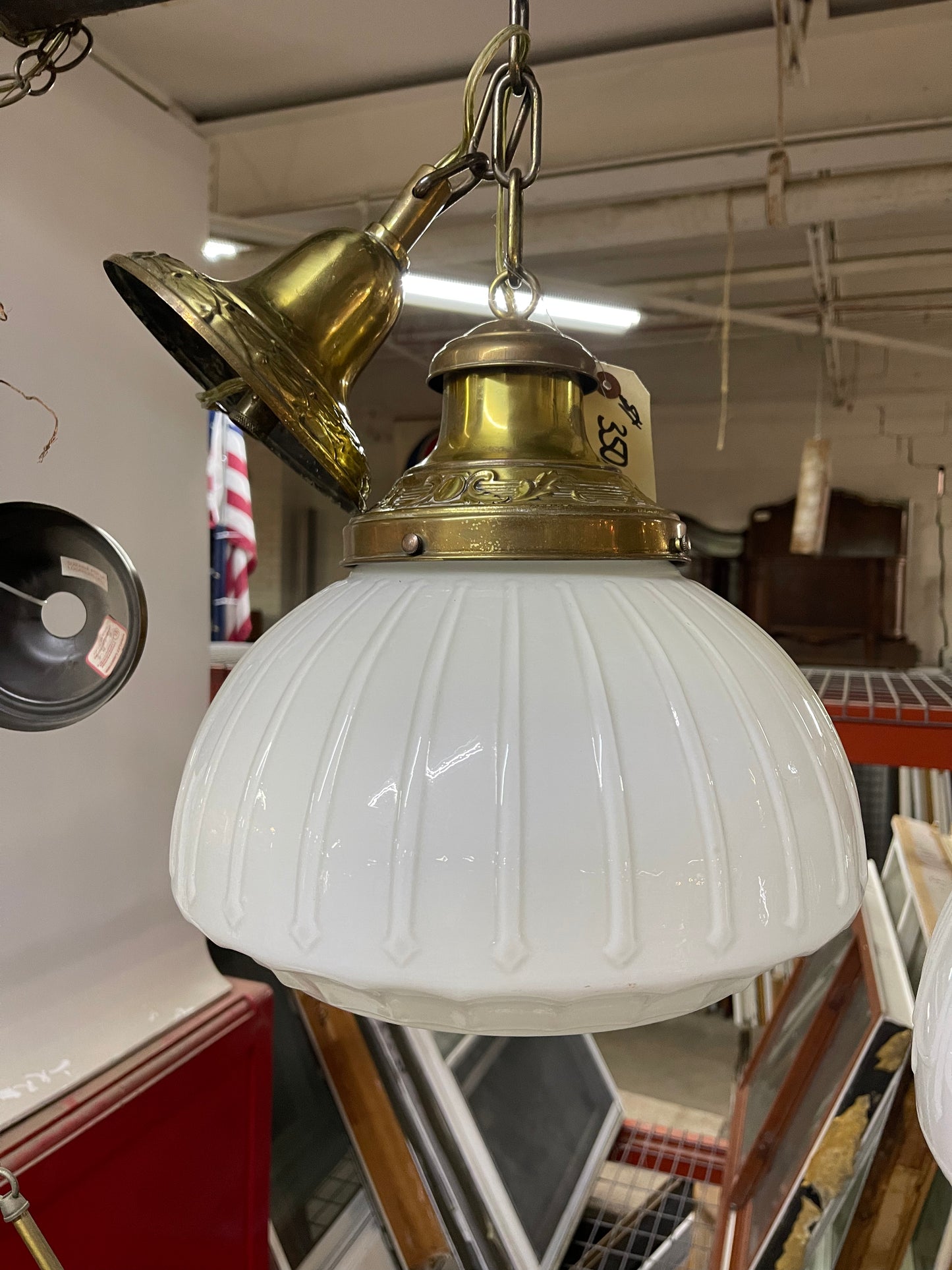 Milk Glass Pendent Light