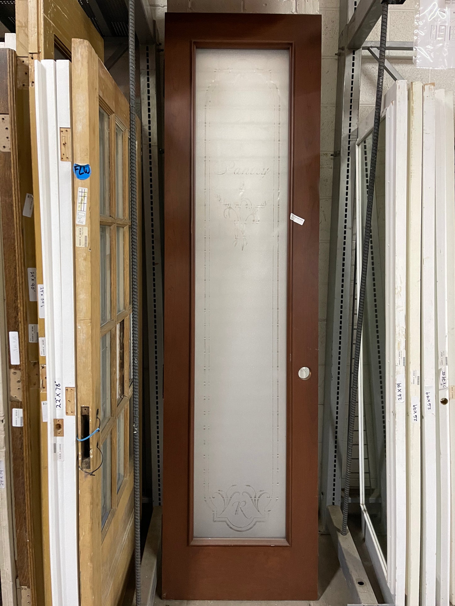 Vinyl Etched Glass Pantry Door