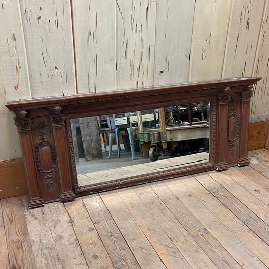 Antique Mahogany Over-Mantle Mirror