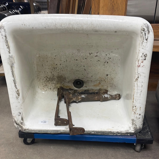 Antique Enameled Utility Sink With Cast Iron Legs