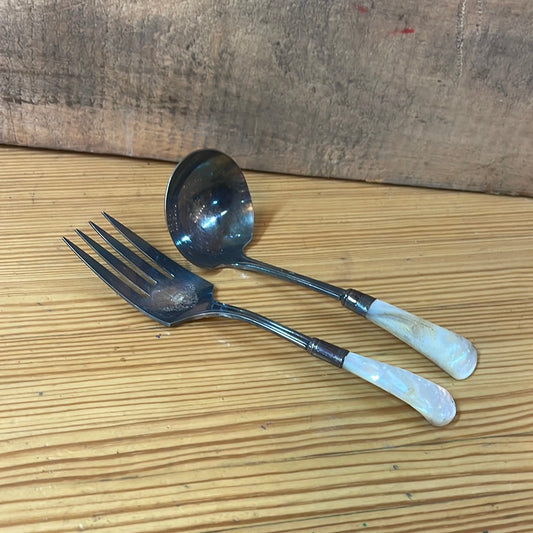 Set Silver and Pearl Serving Utensils