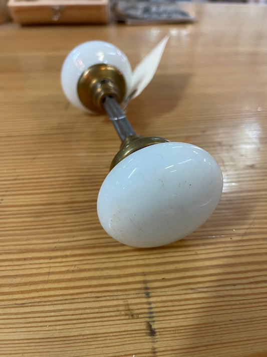 Antique Milk Glass Round Door Knob Set