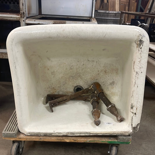 Antique Enameled Utility Sink With Cast Iron Legs
