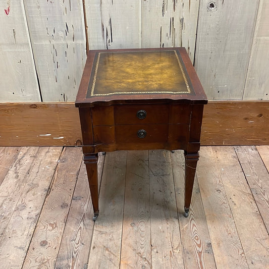 Antique Leather Top Side Table