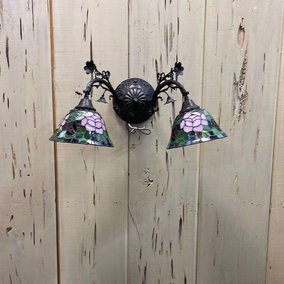 Two Light Stained Glass Sconce