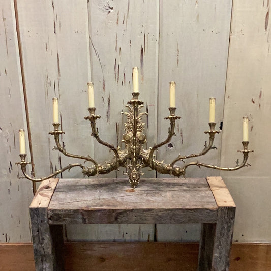 Seven Arm Brass Candelabra Sconce