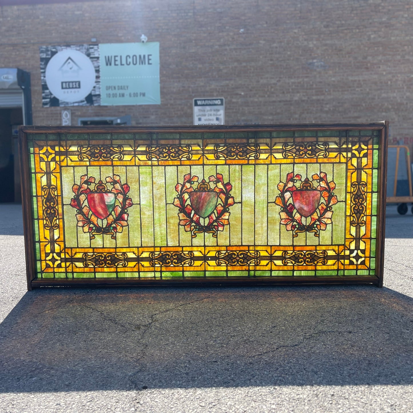 Antique Art Nouveau Stained Glass Window