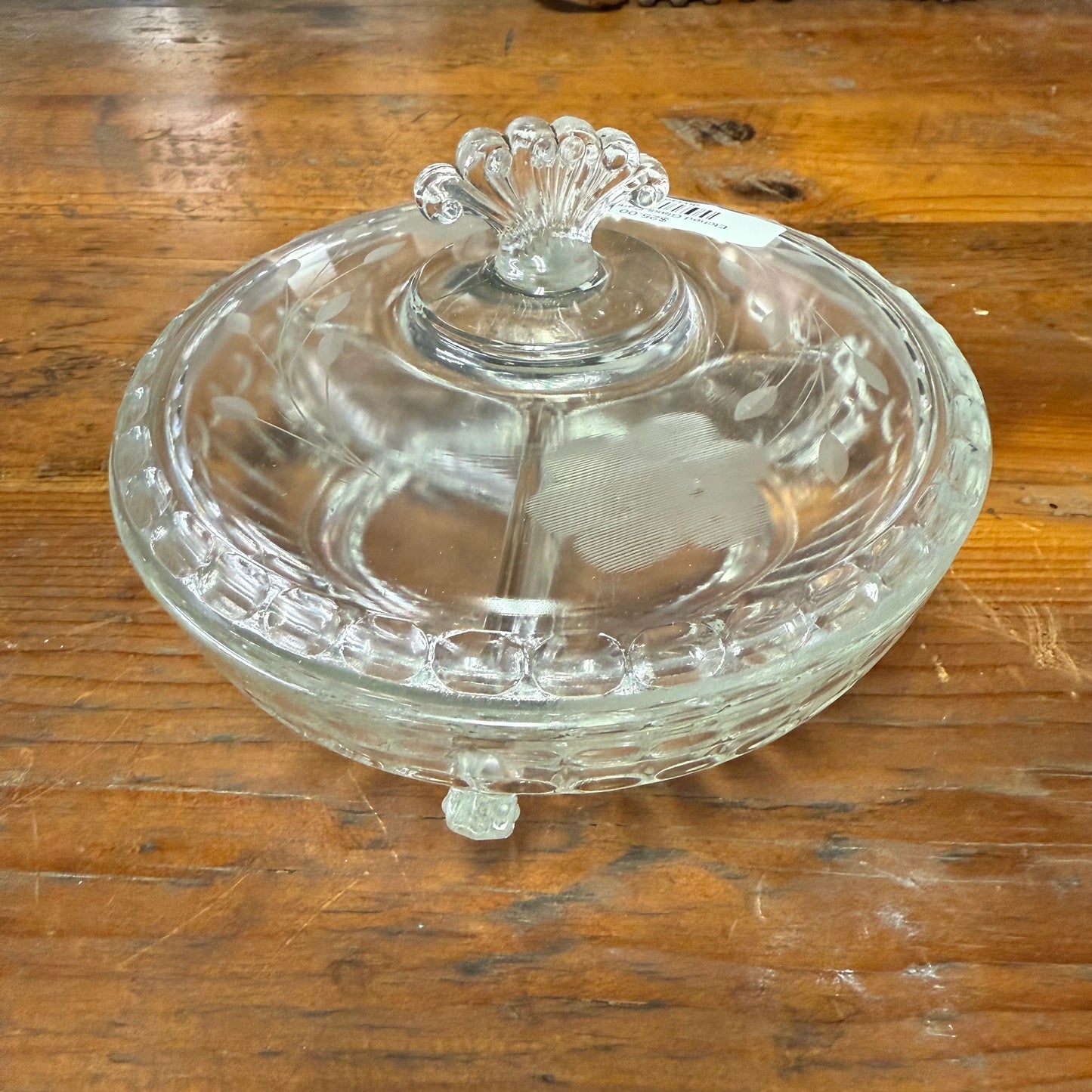Etched Glass Candy Dish