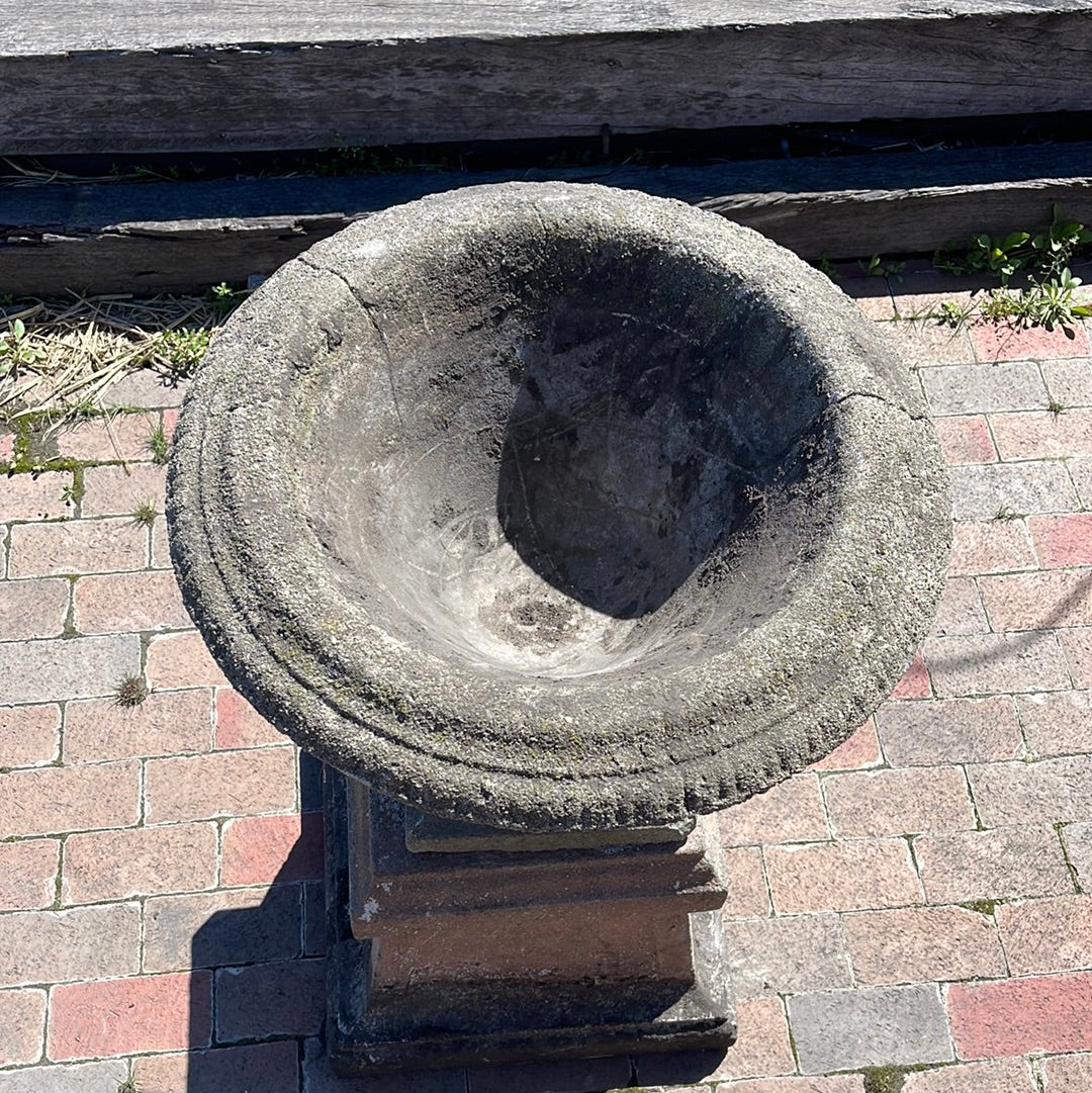 Antique Stone Urn Planter With Base