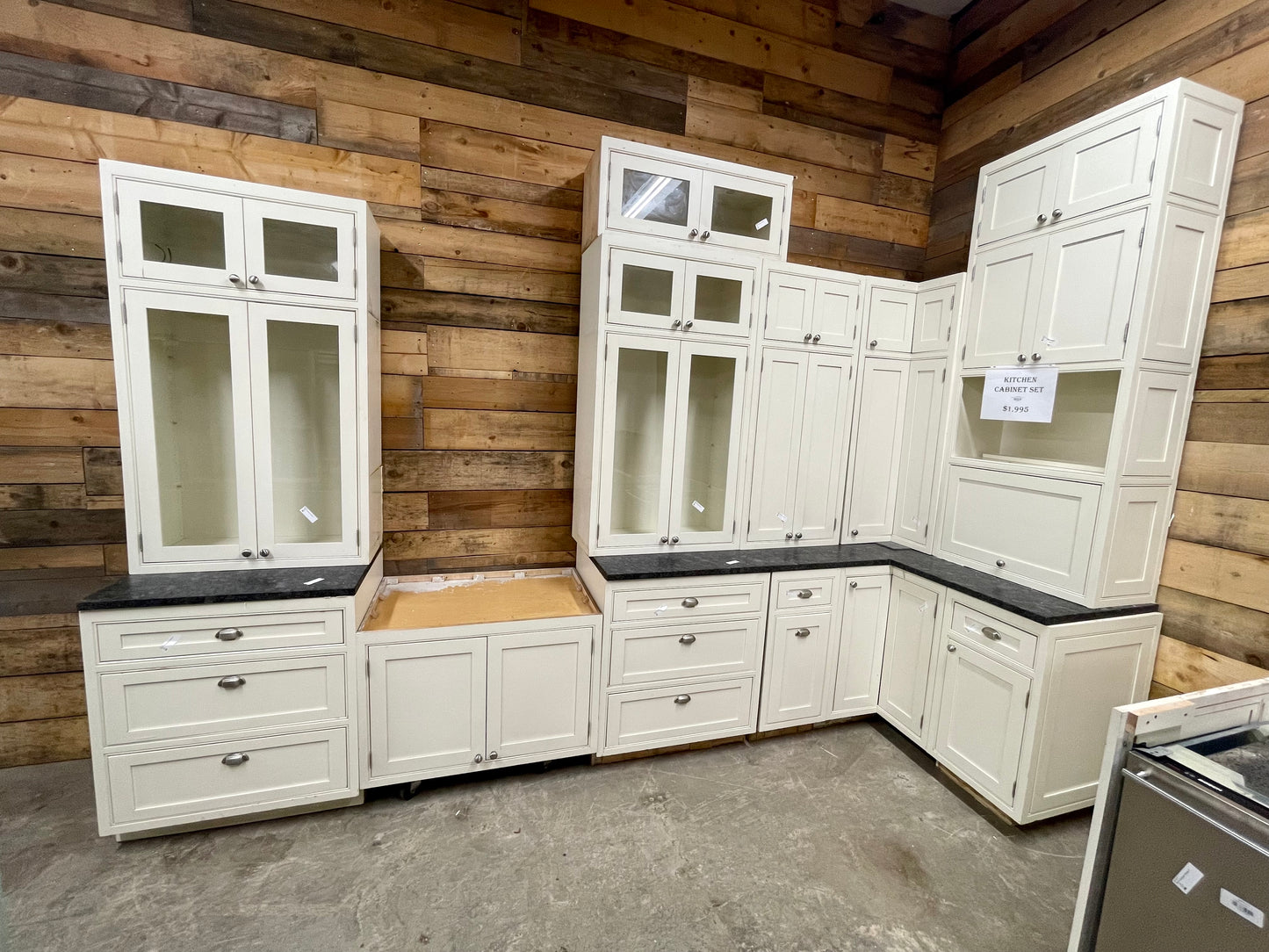 Off White Kitchen Cabinet Set with Island