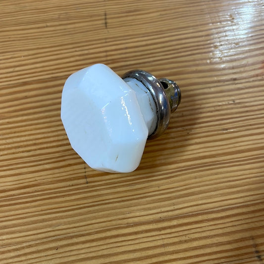 Antique Milk Glass Octagon Knob