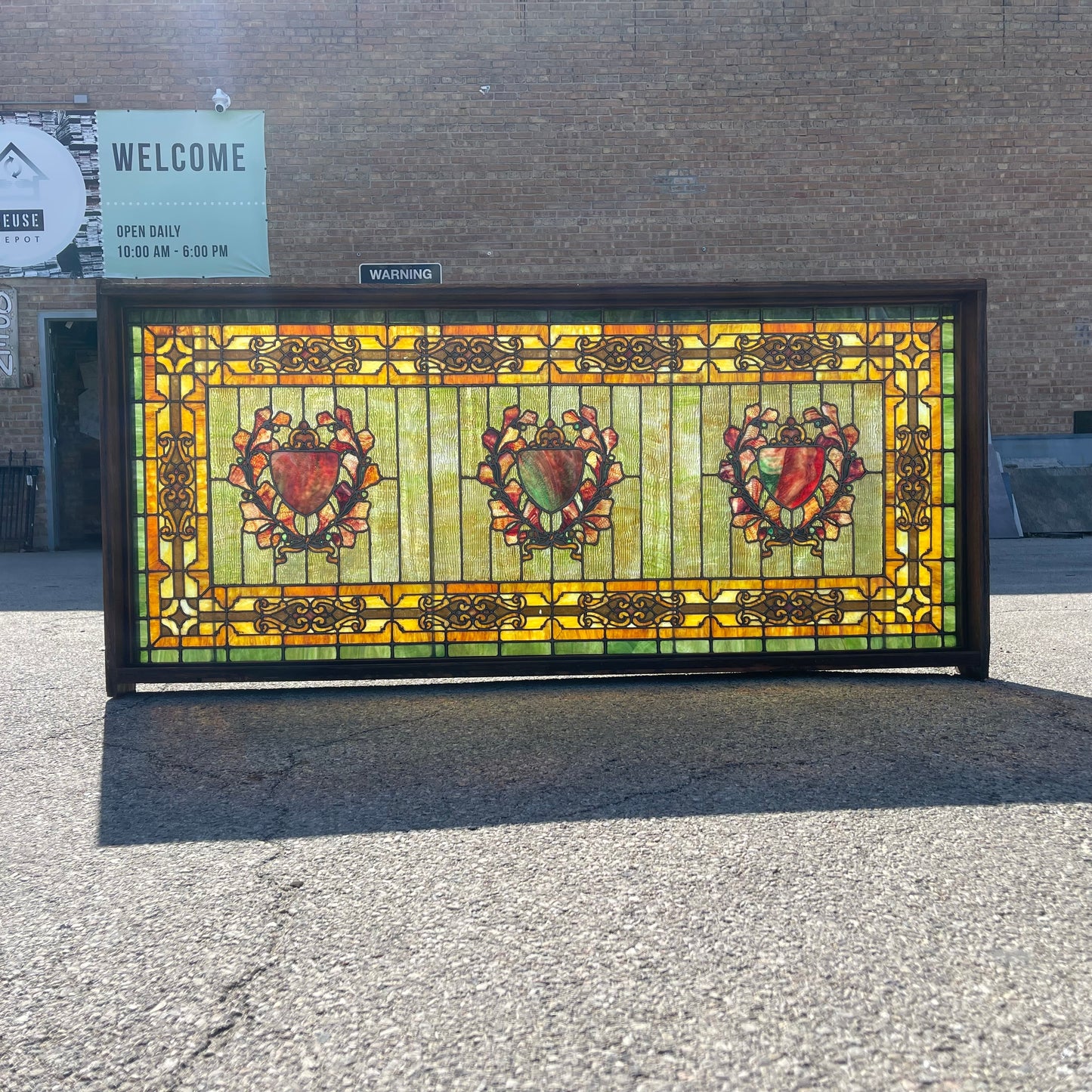 Antique Art Nouveau Stained Glass Window