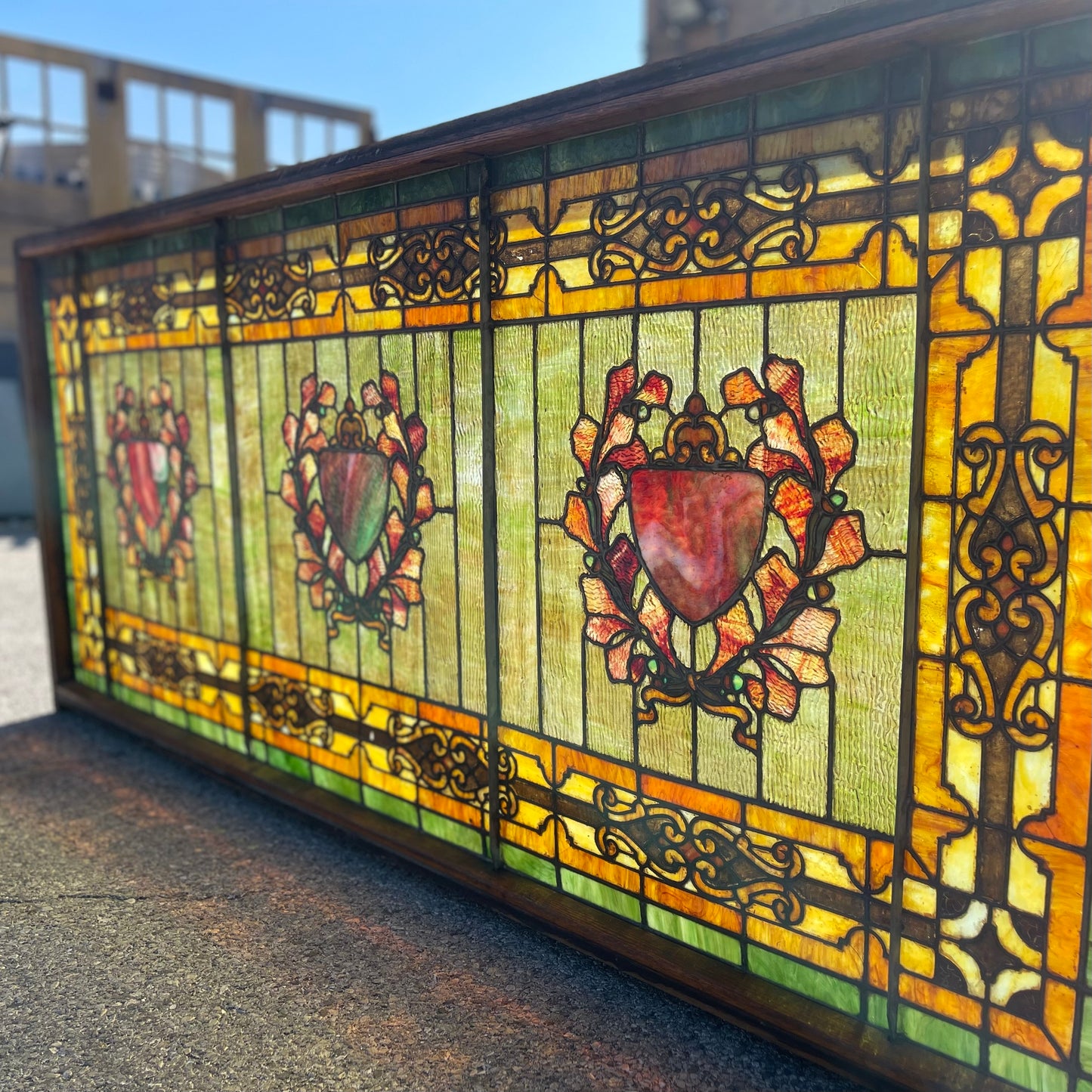 Antique Art Nouveau Stained Glass Window