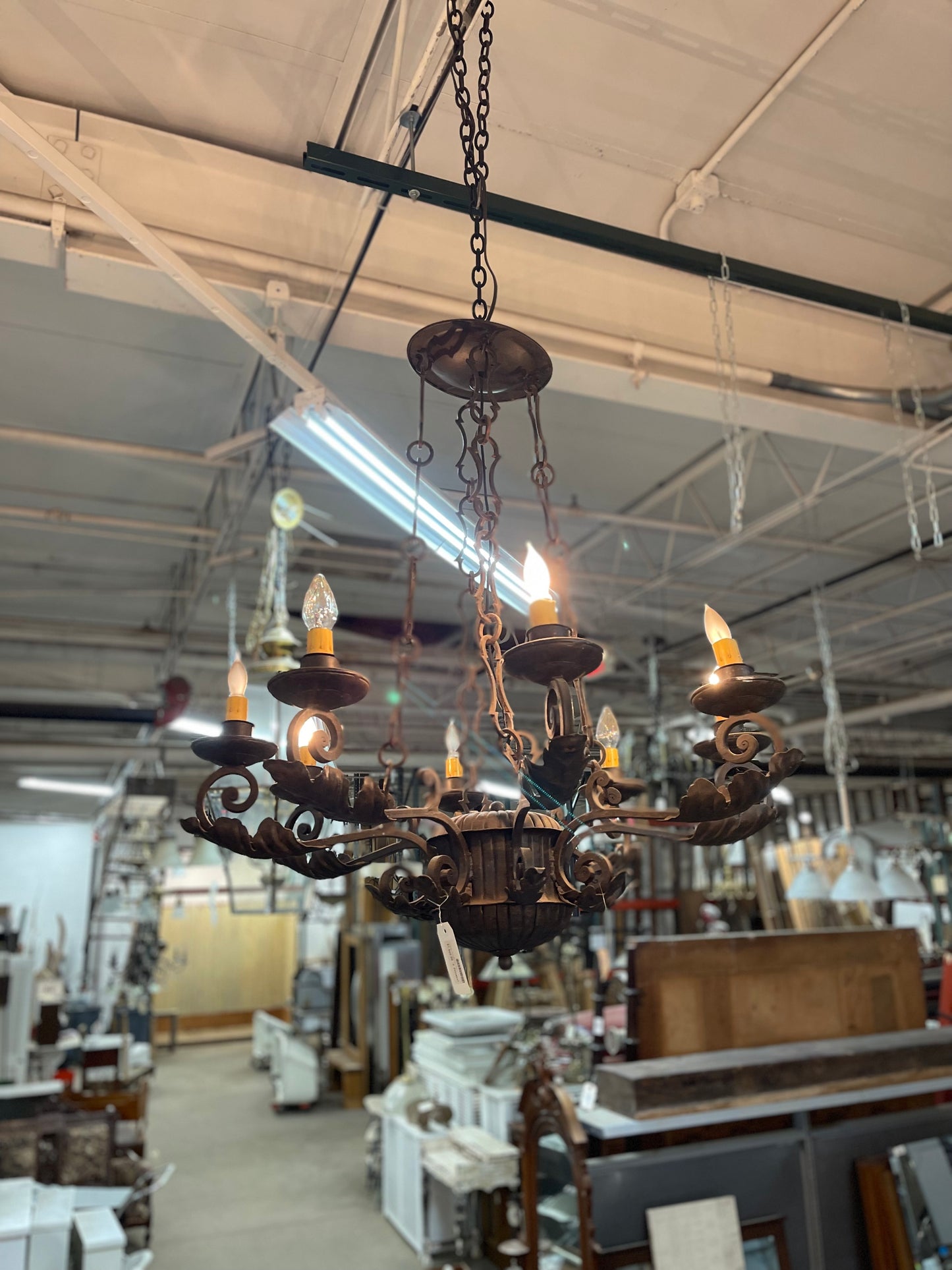 Vintage Wrought Iron Chandelier