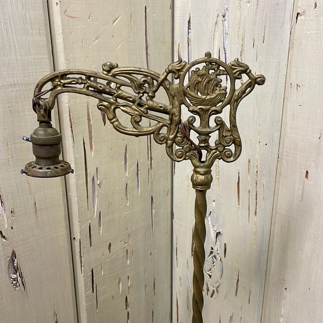 Antique Bridge Floor Lamp with Ship Motif