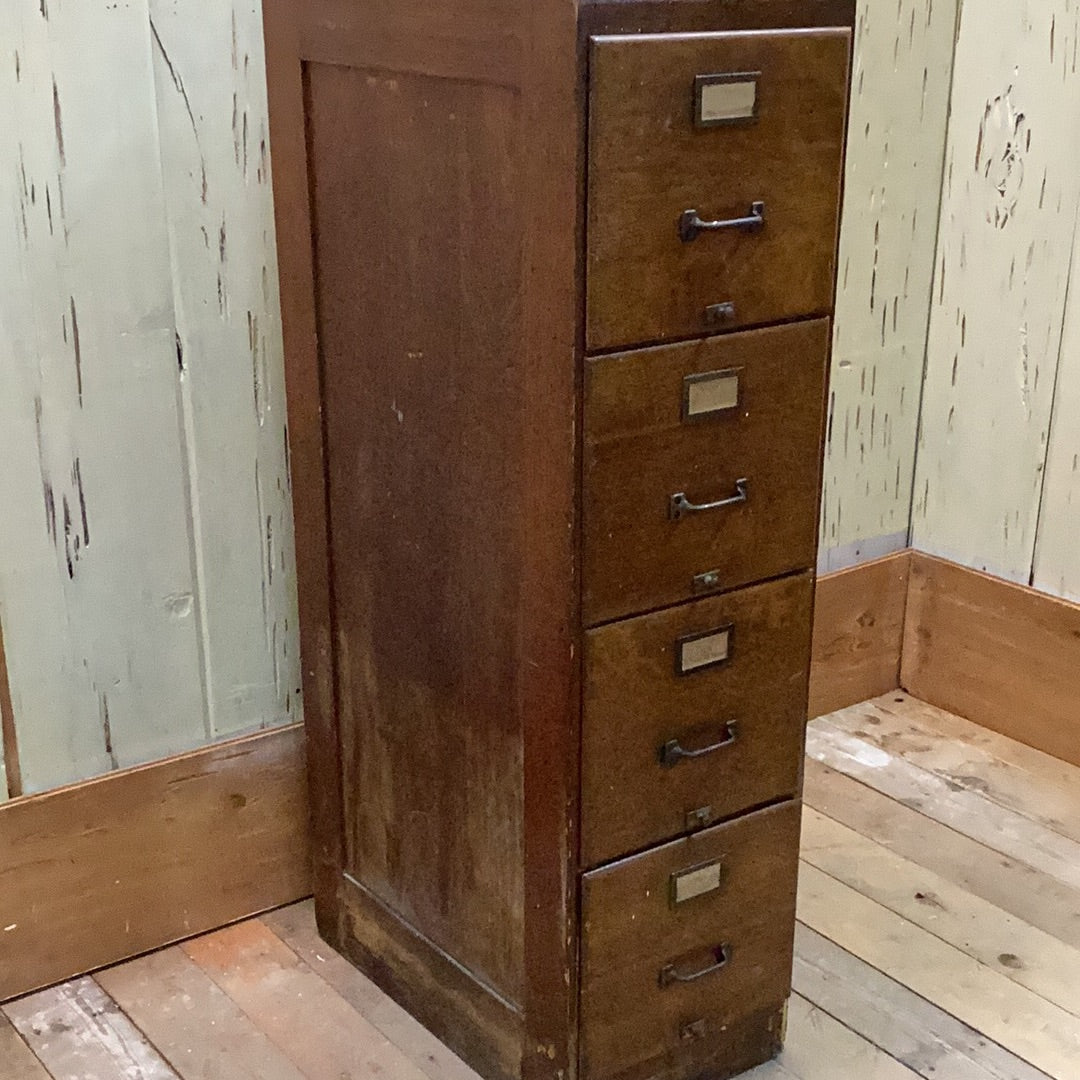 Antique wood store file cabinet