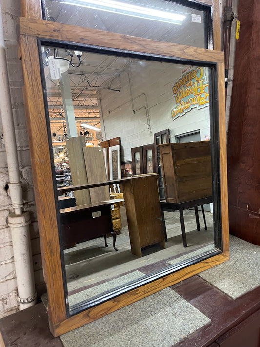 Salvaged Old Oak Framed Mirror