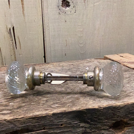 Vintage Spiral Glass Doorknob Set