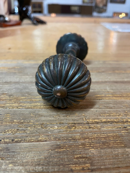 Antique Fluted Bronze Door Knob Set