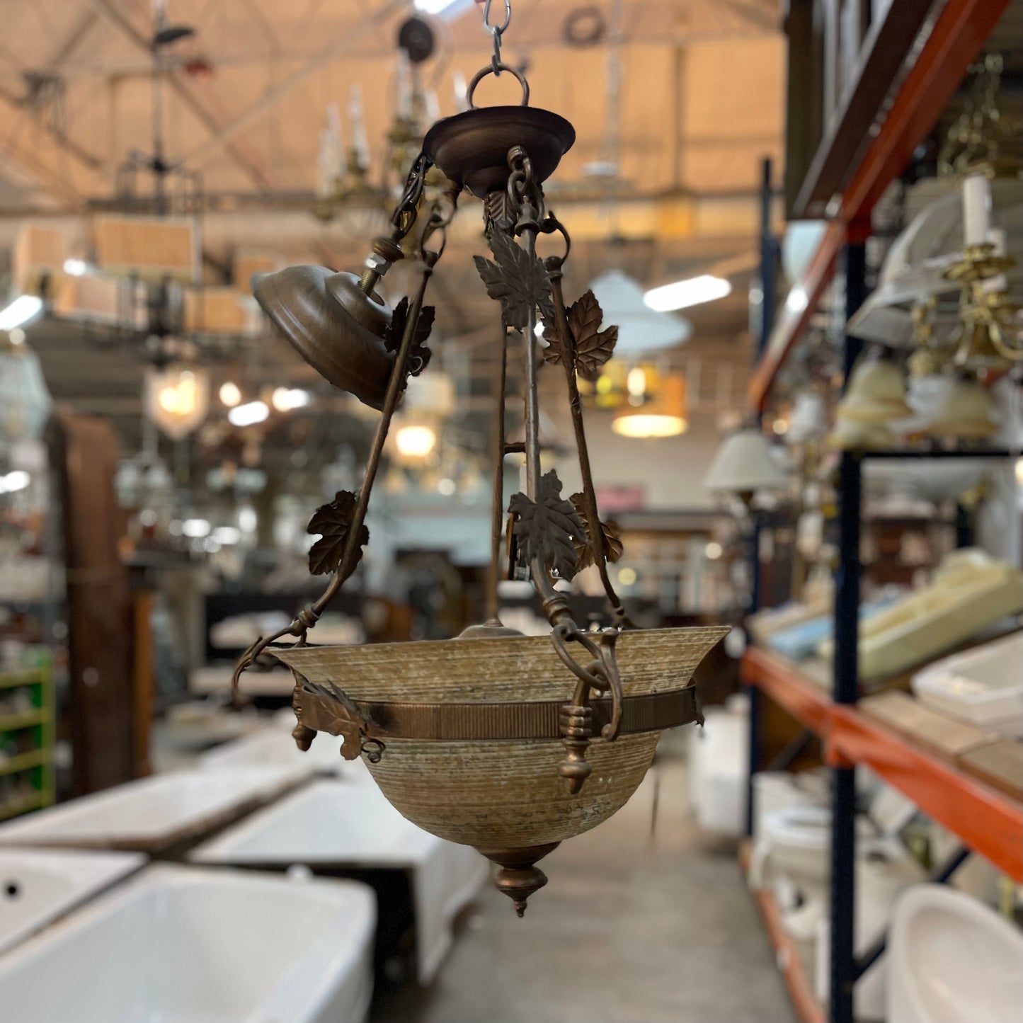 Pendant Light with Leaf Motif