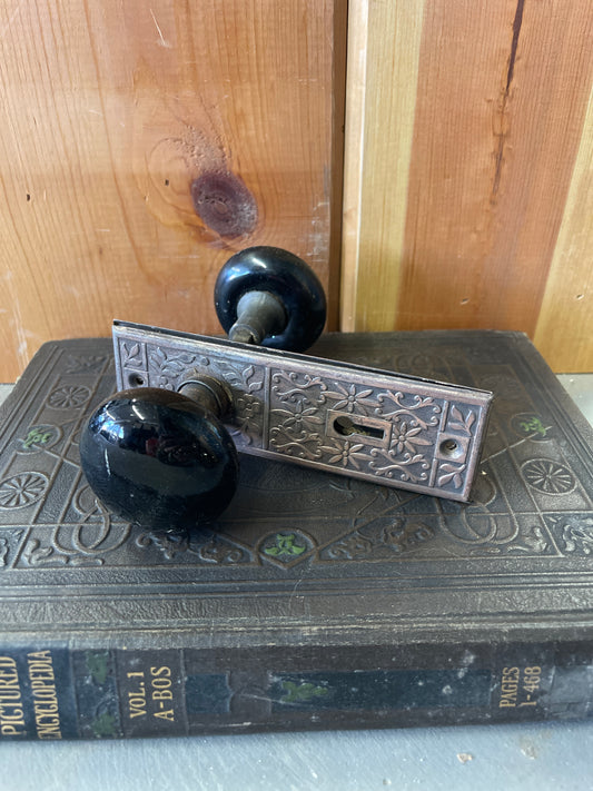 Antique Ceramic Doorknob Set