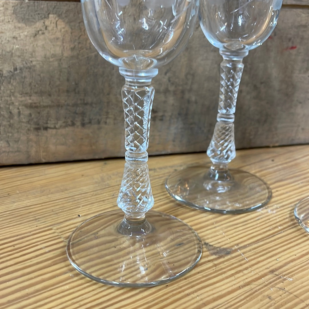 Libbey Etched Floral Glass Set