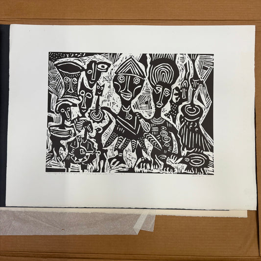 Vintage Linocut Print