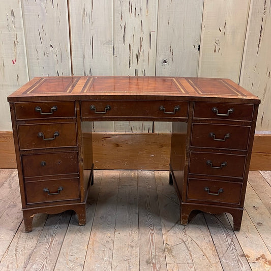 Antique Mahogany Leather Top Curved Desk