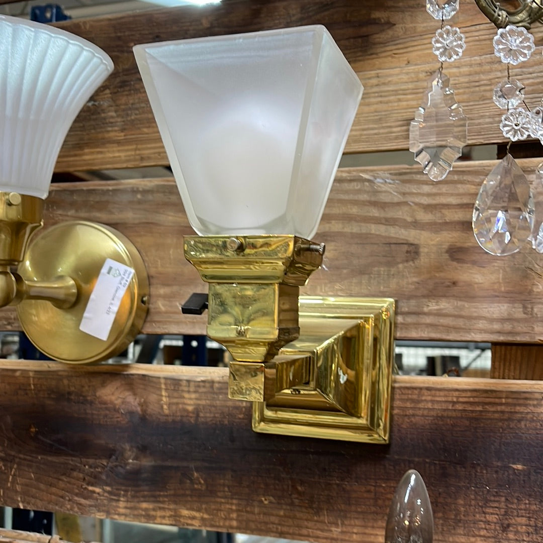 Brass Frosted Glass Sconce