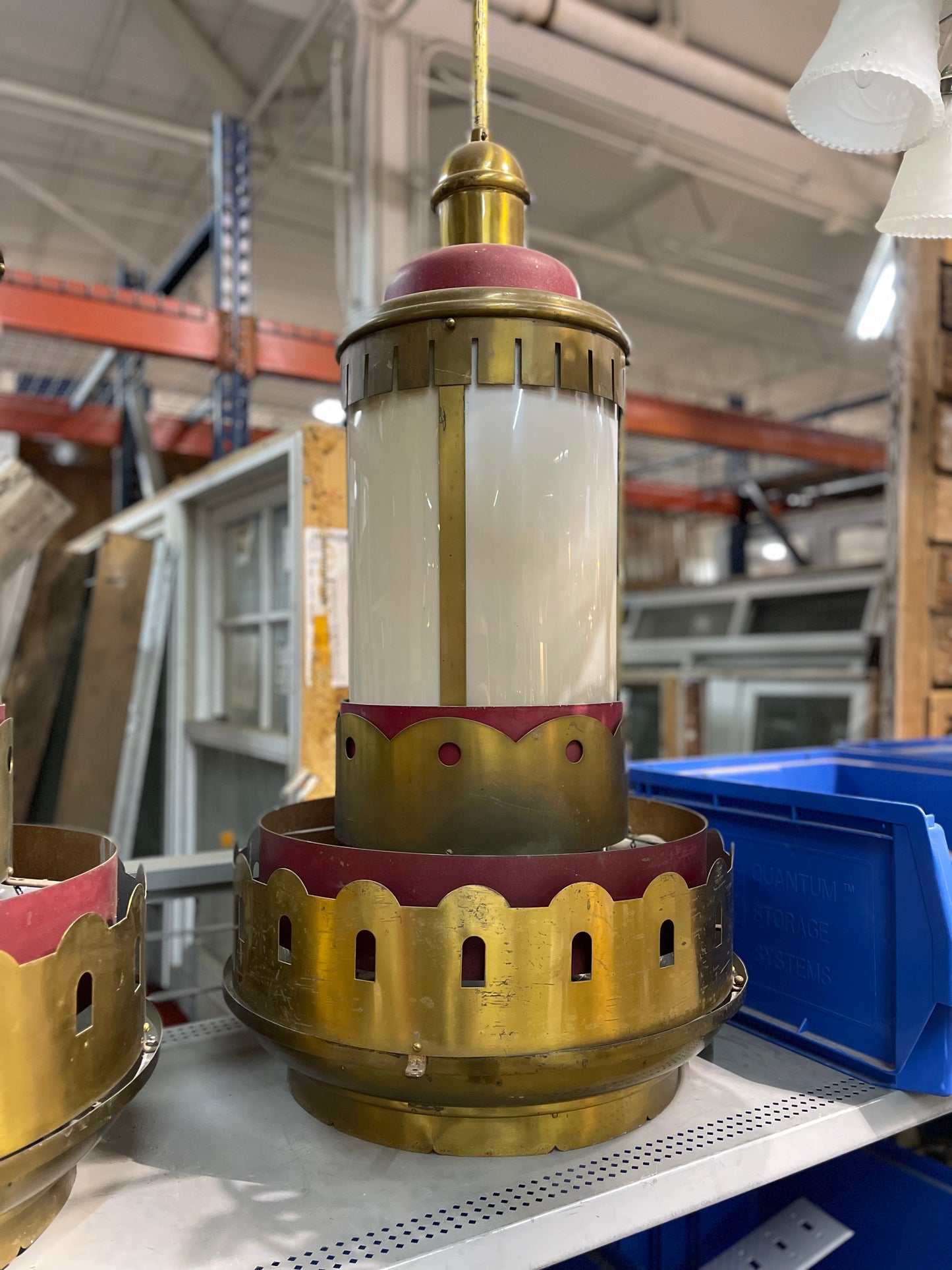 Large Vintage Brass Hall Light